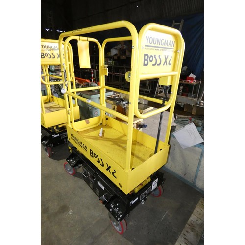 5977 - 1 x Youngman battery operated wheeled scissor lift model Boss X2 YOM 2010, max load 240kg / 1 person... 