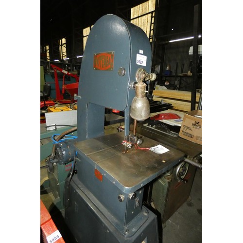 5982 - 1 Whitehead band saw type BJ, 240v mounted on a cabinet stand