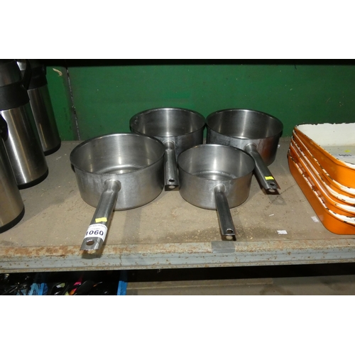 1060 - 4 x stainless steel kitchen cooking pots no lids