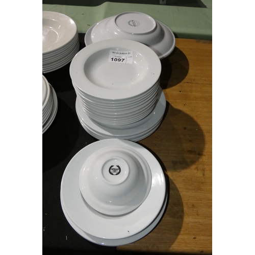 1097 - A quantity of white crockery by Apollo, China Craft etc