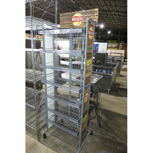 1150 - A shop mobile snack display rack with 8 shelves