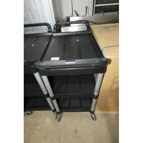 1167 - A plastic catering type 3 tier trolley by RubberMaid