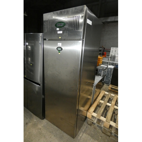 1171 - A tall commercial stainless steel freezer by Foster type Eprog600L approx 70x74x216cm