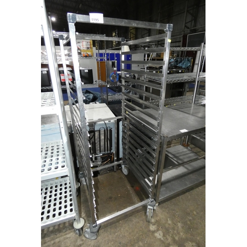 1195 - A commercial stainless steel mobile tray rack approx 59x68x164cm