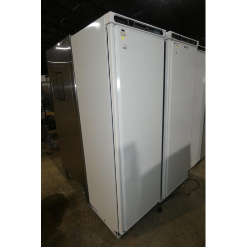 1203 - A commercial white tall fridge by Polar type C series CD612, retails £650+ - trade