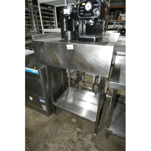 1213 - A tall commercial stainless steel prep table with shelf beneath approx 80x66x117