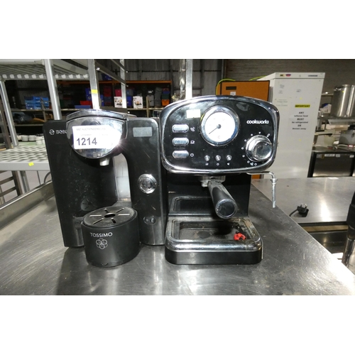 1214 - A Cookworks coffee machine and a Bosch Tassimo coffee pod machine - trade