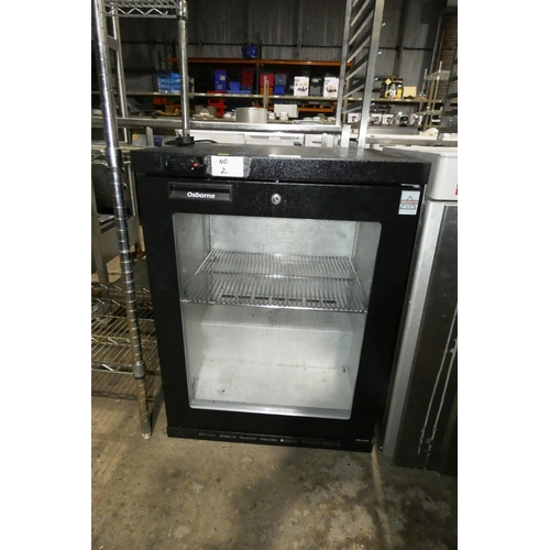 1217 - A commercial under counter display fridge by Osbourne - trade Tested Working