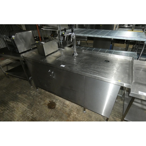 1225 - A commercial stainless steel serving counter, with water taps, cooler by Blupura type Box60fizz in c... 