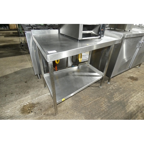 1226 - A commercial stainless steel catering type table with shelf beneath approx 77x60x111 cm