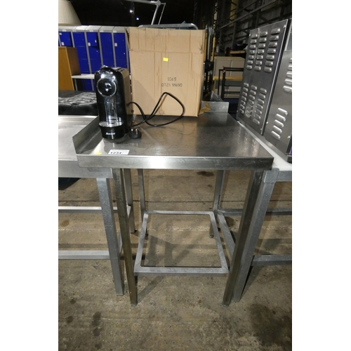 1234 - A commercial stainless steel catering type table approx 65x65cm