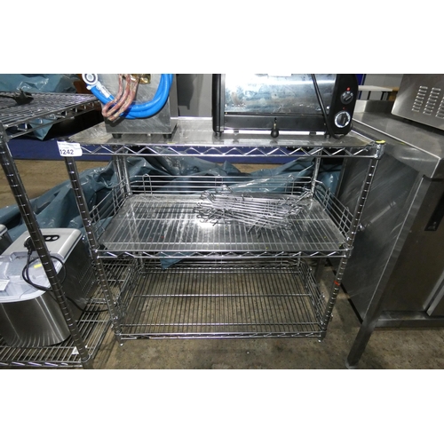 1242 - A catering type rack with 3 shelves approx 92x46x88cm