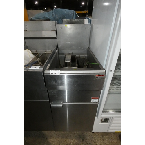 1257 - A gas fired commercial stainless steel twin basket deep fryer by Infernus type GF90 - trade