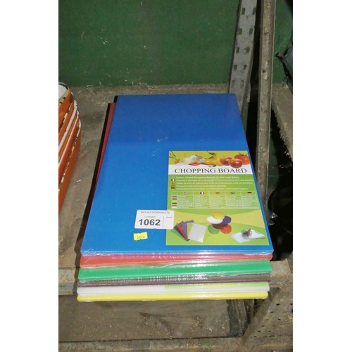 1062 - A set of six colour coded kitchen chopping boards