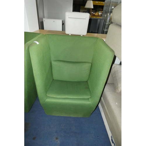 1304 - 1 x Modus Cocoon contemporary reception type chair - green upholstered