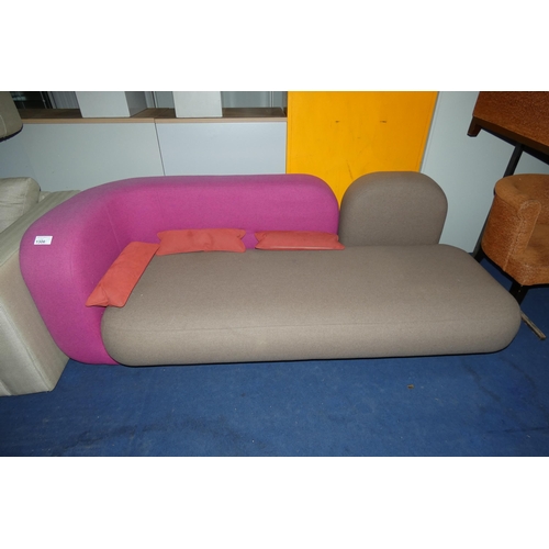 1306 - A multi coloured reception type sofa approx 220cm wide