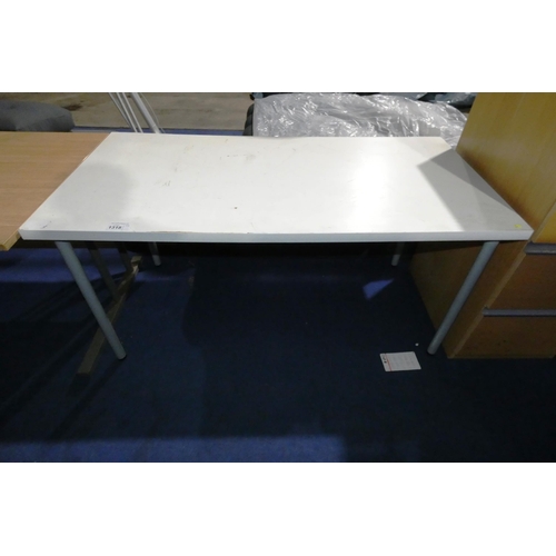 1318 - A white office table approx 150 x 75cm