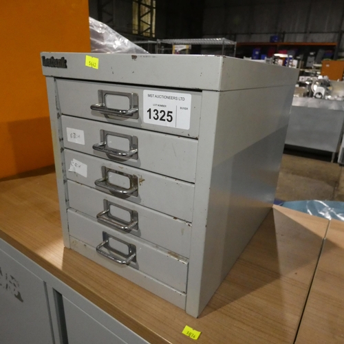 1325 - 1 x Leabank grey metal 5 drawer index type cabinet approx 28 x 41 x 33cm high