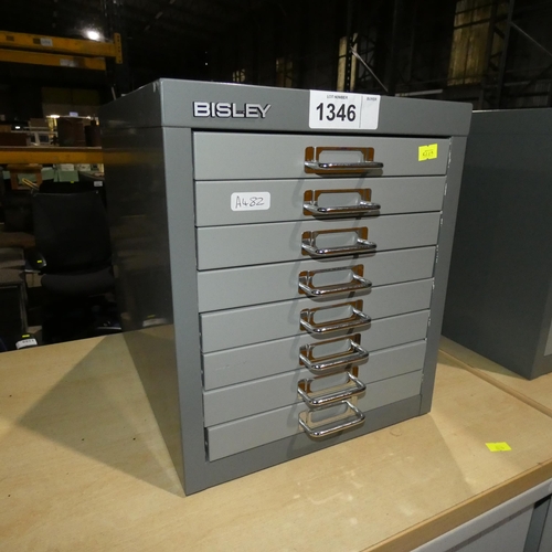 1346 - 1 x Bisley grey metal 8 drawer index type cabinet approx 28 x 41 x 33cm high