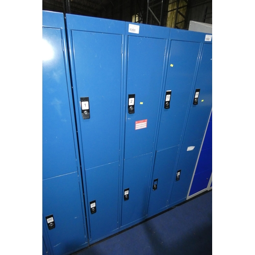 1351 - A Link 51 blue metal four door personnel locker approx 60cm w x 45cm d x 180cm high. Keys should be ... 