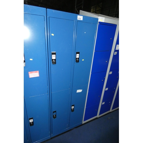 1352 - A Link 51 blue metal four door personnel locker approx 60cm w x 45cm d x 180cm high. Keys should be ... 