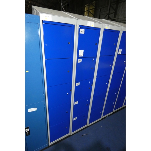 1353 - 2 x blue / grey metal five door personnel lockers each approx 38 x 45 x 197cm (at rear) - each locke... 