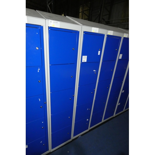 1354 - 2 x blue / grey metal five door personnel lockers each approx 38 x 45 x 197cm (at rear) - each locke... 