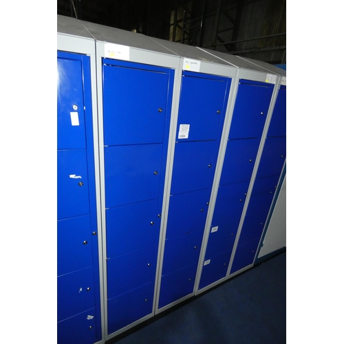 1355 - 2 x blue / grey metal five door personnel lockers each approx 38 x 45 x 197cm (at rear) - each locke... 