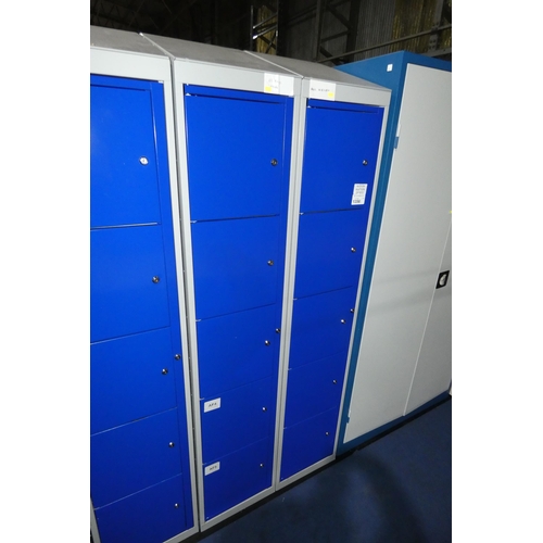 1356 - 2 x blue / grey metal five door personnel lockers each approx 38 x 45 x 197cm (at rear) - each locke... 