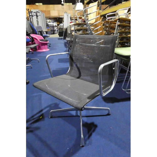 1376 - A vintage (2008) Vitra Eames Aluminum Group EA108 chair - netweave in dark grey with aluminium swive... 