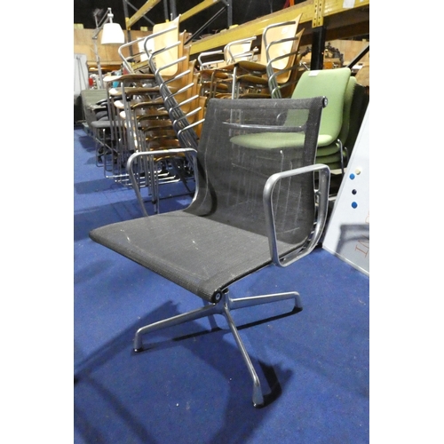 1377 - A vintage (2008) Vitra Eames Aluminum Group EA108 chair - netweave in dark grey with aluminium swive... 