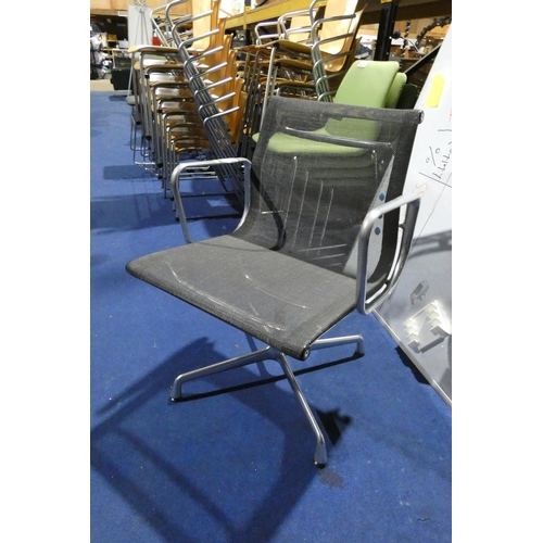 1378 - A vintage (2008) Vitra Eames Aluminum Group EA108 chair - netweave in dark grey with aluminium swive... 