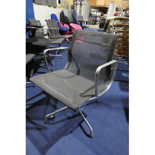 1379 - A vintage (2008) Vitra Eames Aluminum Group EA108 chair - netweave in dark grey with aluminium swive... 