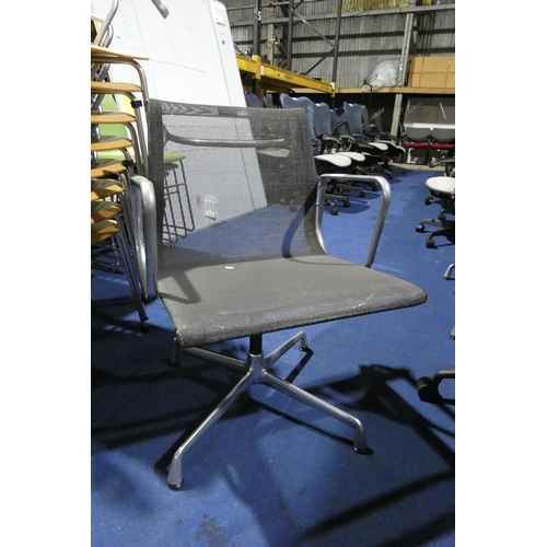 1383 - A vintage (2008) Vitra Eames Aluminum Group EA108 chair - netweave in dark grey with aluminium swive... 