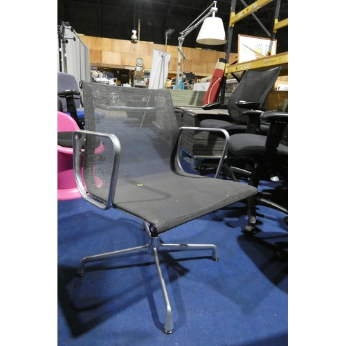 1384 - A vintage (2008) Vitra Eames Aluminum Group EA108 chair - netweave in dark grey with aluminium swive... 