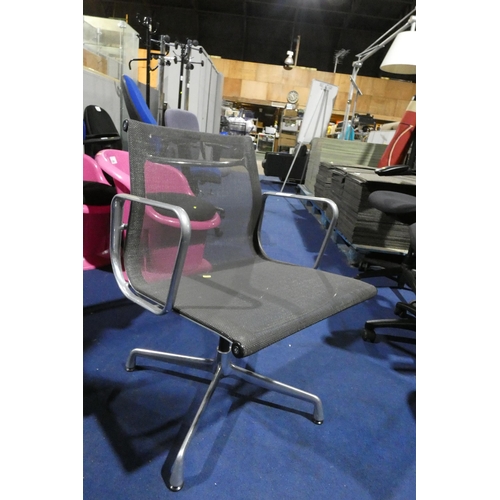 1385 - A vintage (2008) Vitra Eames Aluminum Group EA108 chair - netweave in dark grey with aluminium swive... 