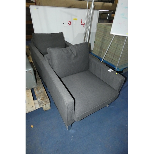 1398 - 2 x dark grey upholstered IKEA chairs