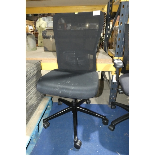 1408 - 1 x black upholstered armless office swivel chair