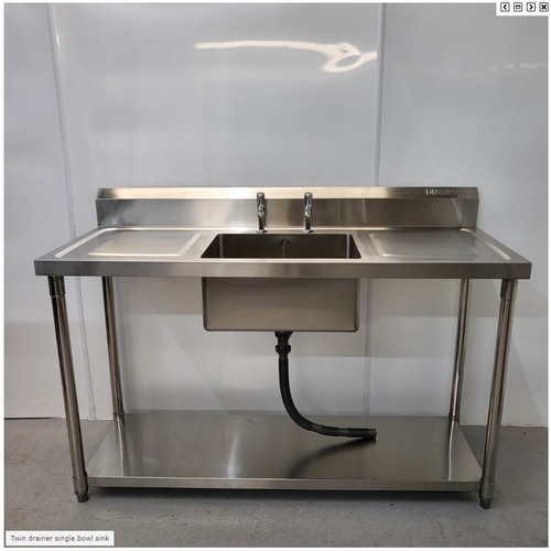 1156 - A boxed commercial stainless steel single sink unit approx 150x60x90cm