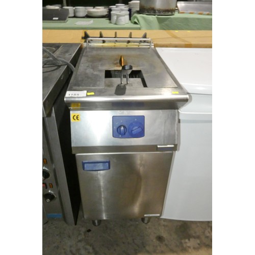 1185 - A commercial stainless steel single basket deep fryer by Electrolux gas fired - trade