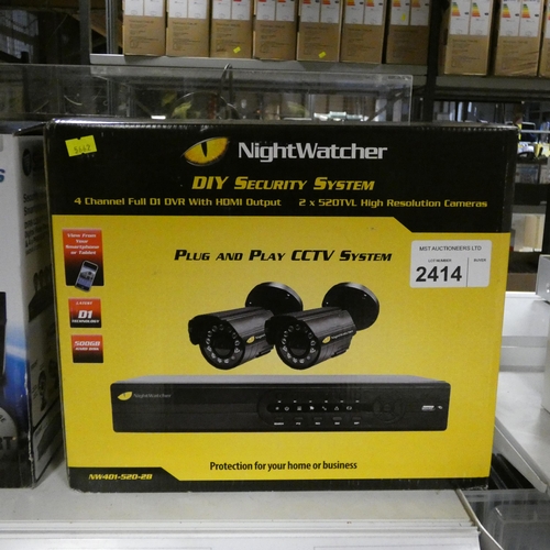 2414 - A CCTV DIY security system by Night watcher type NW4D1-520-2B appears unused - trade