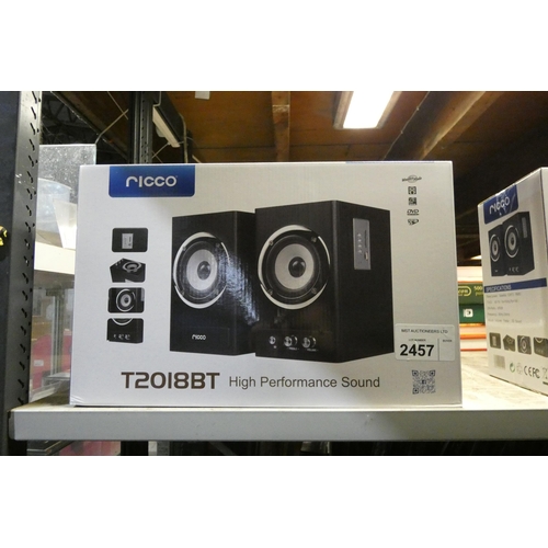 2457 - A boxed active Bluetooth speaker set by Ricco, type T2018BT