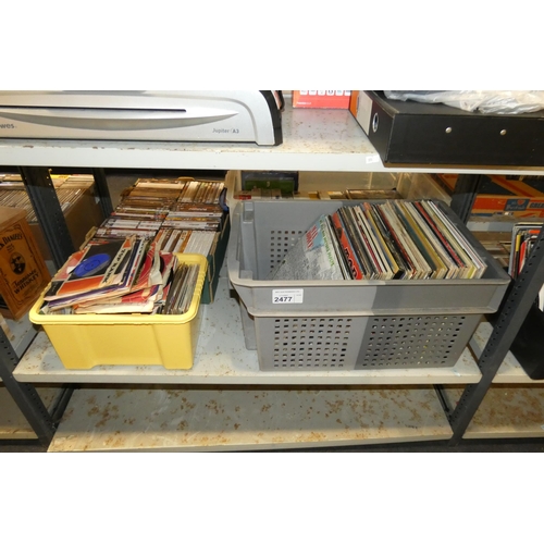 2477 - A quantity of various vinyl LPs and 45rpm singles, contents of 1 shelf