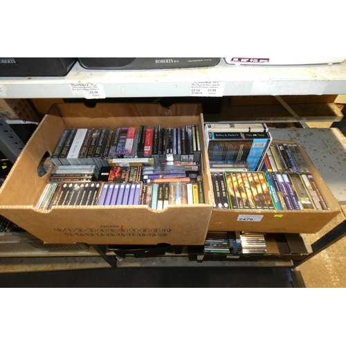 2479 - 2 x boxes containing a quantity of cassette & CD audio books, many are sealed, inc Harry Potter and ... 