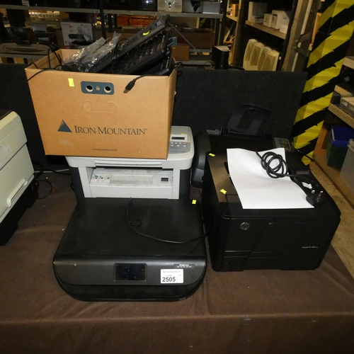 2505 - A quantity of various office printers, keyboards and mice all untested - trade