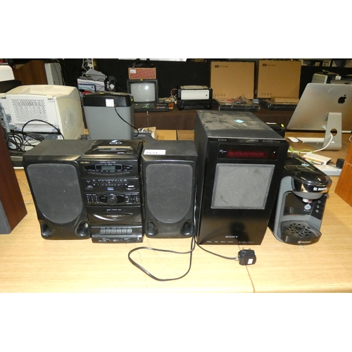 2531 - A Sony active subwoofer, Bosch Tassimo coffee pod machine and a Bush stereo system please note bush ... 