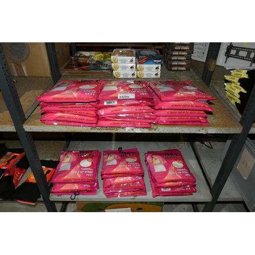 2609 - A quantity of various size ladies thermal vests, contents of 2 shelves