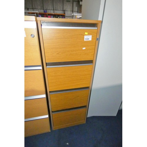 1320 - 1 x wood effect 4 drawer filing cabinet