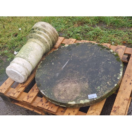 2675 - A stone/ marble garden table with pedestal