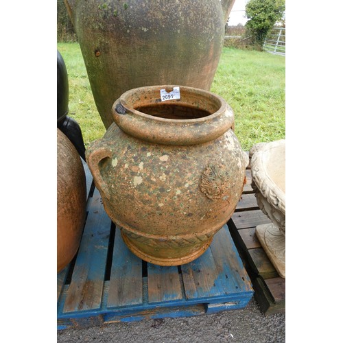 2691 - A 2 handled terracotta urn